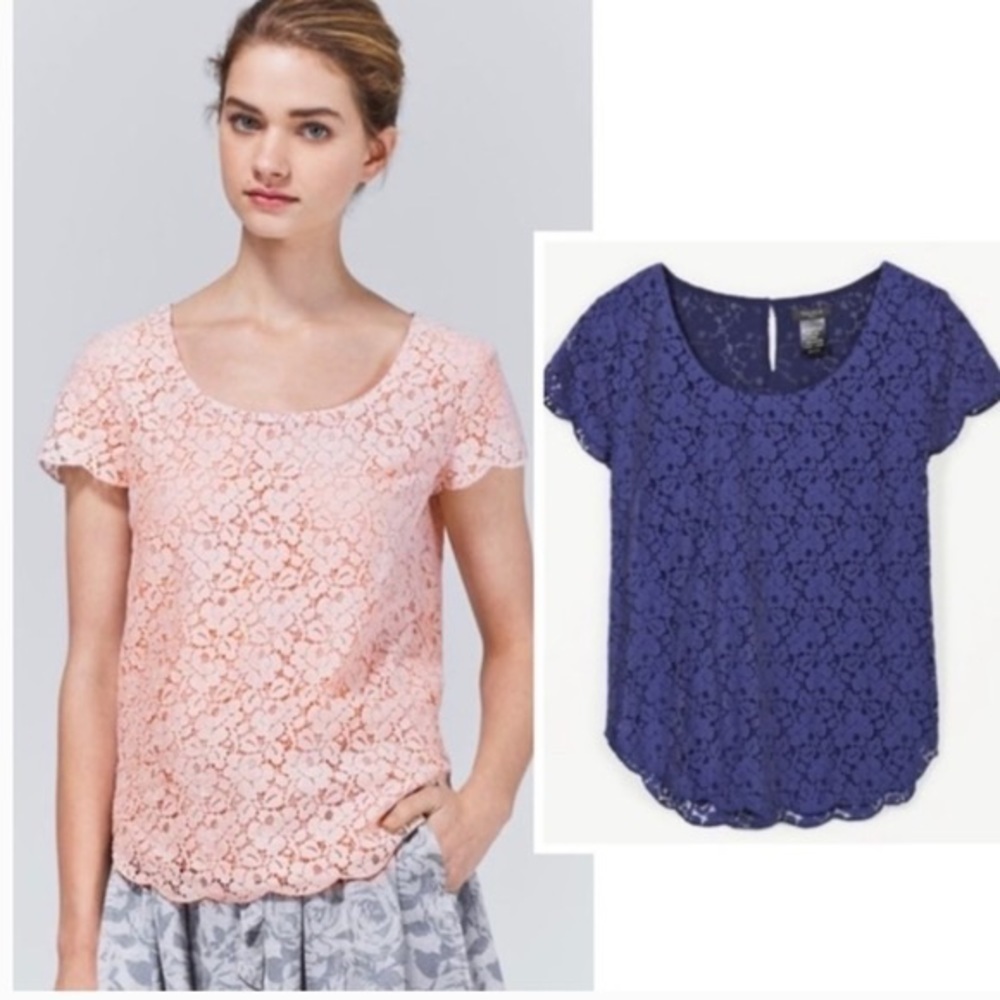 Aritzia TALULA Betsy Lace Top navy blue XS